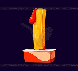 Fast food french fries alphabet font digit 1 one - vector image