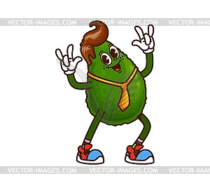 Groovy avocado character, funny smile, funky face - vector image