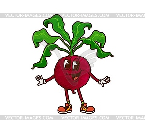 Cartoon groovy beetroot vegetable y2k character - vector image