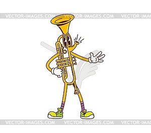 Cartoon trumpet musical instrument character - vector image
