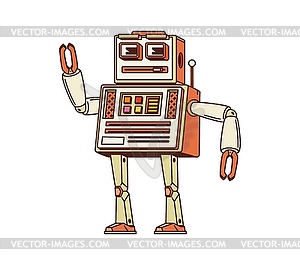 Cartoon groovy robot retro futuristic character - vector clip art