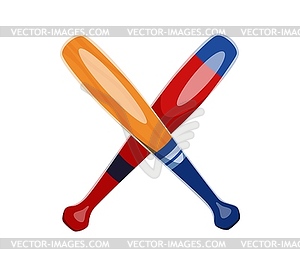 Cartoon letter X font as two crossed baseball bats - vector clipart