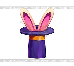 Cartoon letter Y magician top hat with bunny ears - vector image