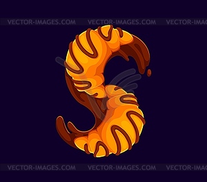 Fast food croissant cartoon ABC font letter S - vector image