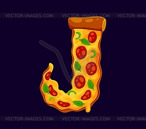 Fast food pizza cartoon ABC font typeface letter J - vector EPS clipart