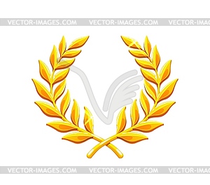 Golden laurel wreath for victory award game asset - vector clip art