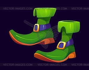 St Patrick Irish holiday, cartoon leprechaun shoes - vector image