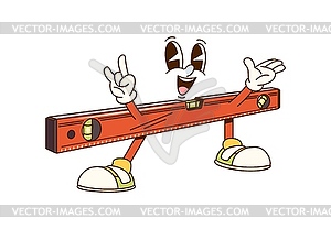 Groovy level tool cartoon character for DIY repair - vector image