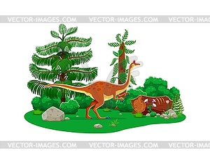 Dinosaur, prehistoric lizard, Pelecanimimus dino - vector image