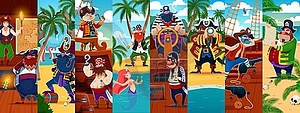 Cartoon pirate, mermaid, corsair character collage - vector clip art