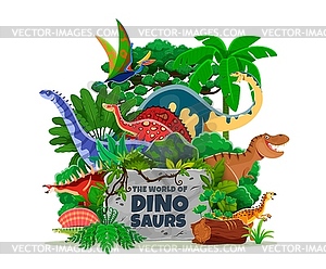 Prehistoric jurassic dinosaurs park poster - vector image