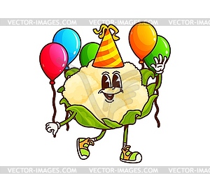 Groovy cauliflower vegetable character on party - vector clipart