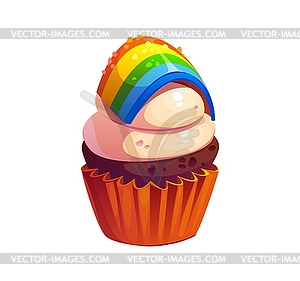 St Patrick day holiday cupcake with rainbow on top - vector clipart