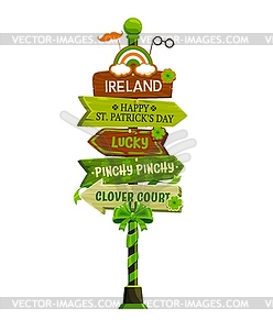 Saint Patrick day sign board Irish holiday signage - vector clip art