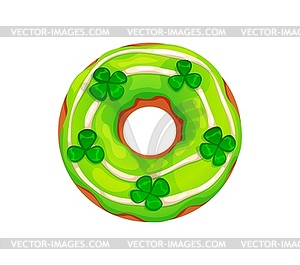St Patrick day holiday donut with sweet shamrock - vector clipart