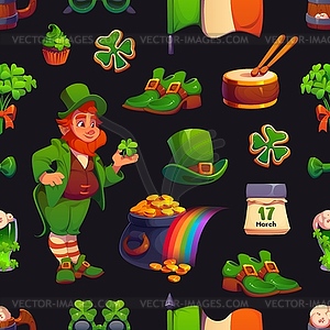 St patrick characters seamless pattern background - vector image