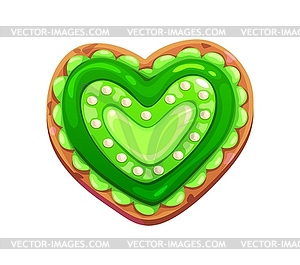 St Patrick day heart shaped sweet cookie dessert - vector image