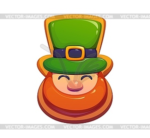 Cheerful St Patrick Day leprechaun face cookie - vector clip art