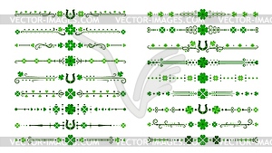 Разделители рамок с трилистниками и клевером в виде Святого Патрика - рисунок в векторном формате