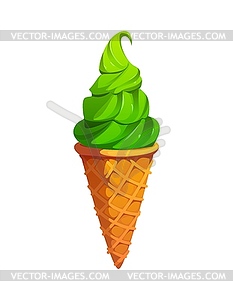 St Patrick day ice cream cone with green swirls - vector clip art