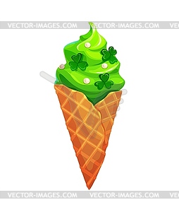 St Patrick day ice cream, sweet holiday dessert - vector image