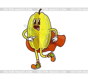 Cartoon groovy star fruit Halloween wiz character - vector EPS clipart