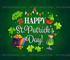 Happy Patrick day greeting card with festive font - vector clip art