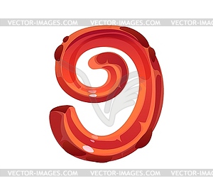 Fast food sweet pastry spiral font digit 9 nine - vector clipart