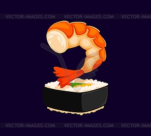 Fast food shrimp sushi cartoon font digit 2 two - stock vector clipart