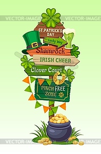 St Patrick sign board, Irish holiday arrow signage - vector clipart