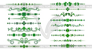 St Patrick day shamrock clover divider and borders - vector clipart