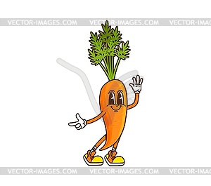 Cartoon groovy carrot Halloween wizard vegetable - vector image