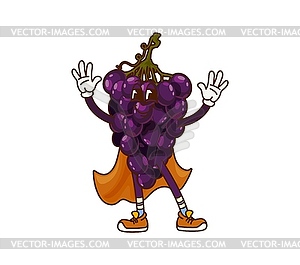 Cartoon groovy Halloween wizard grapes fruit - vector clipart