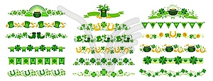 St Patrick day shamrock clover dividers or borders - vector image