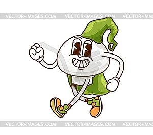 Cartoon groovy Halloween champignon mushroom wiz - vector EPS clipart