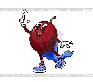 Cartoon groovy Halloween wizard passion fruit - vector clip art