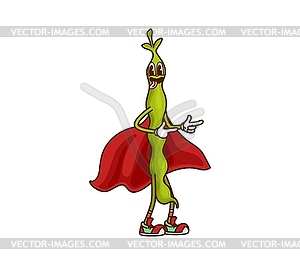 Cartoon groovy soy bean Halloween wizard character - vector clipart