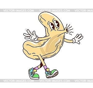 Cartoon groovy cashew nut cute character - vector clipart