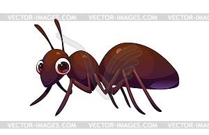 Cartoon funny ant insect character with large eyes - vector clip art