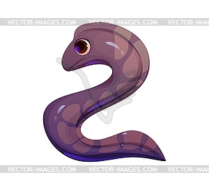 Cartoon underwater font moray eel digit 2 two - vector clip art