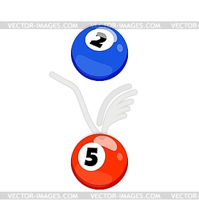 Cartoon colon sign made of blue and red pool balls - vector clipart