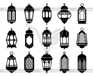 Arabian lanterns and lamps, fanous Ramadan lights - vector clip art