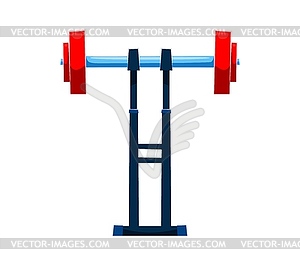 Cartoon letter T a barbell featuring red weights - vector image