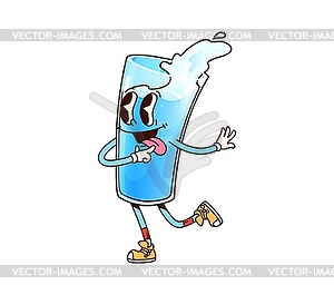 Groovy cartoon water drink glass comical character - vector clipart / vector image