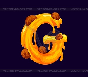 Fast food pasta cartoon alphabet font letter G - vector clipart