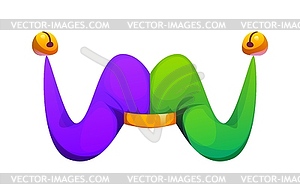 Cartoon circus font letter W styled as jester hat - vector image