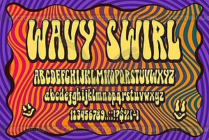 Groovy retro hippie type, psychedelic trippy font - vector clipart