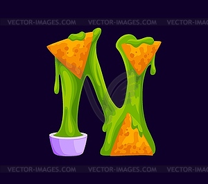 Fast food nacho chip cartoon ABC font letter N - vector clipart