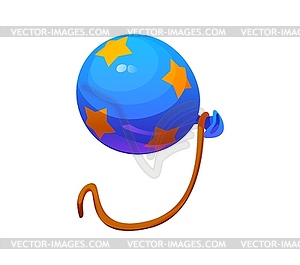 Cartoon circus font, number nine as blue balloon - vector clip art