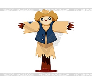 Farm font, cartoon letter type of garden scarecrow - vector clip art